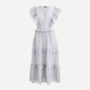J Crew Ruffle Sleeve Cotton Voile Dress